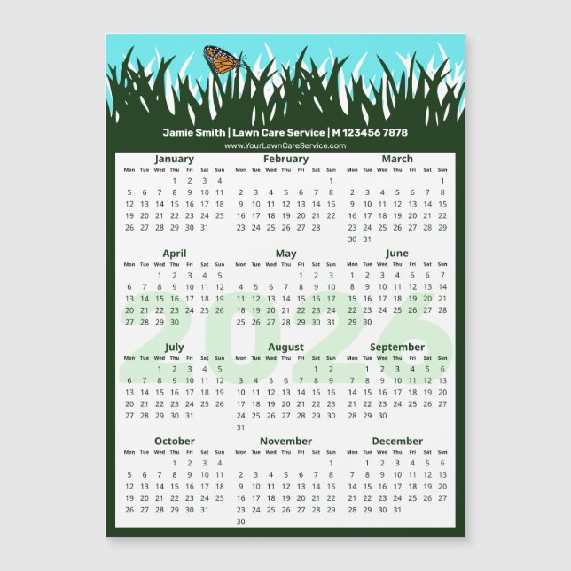 Lawn & Garden Maintenance Magnetic 2026 Calendar Magnetkarte (Vorderseite)