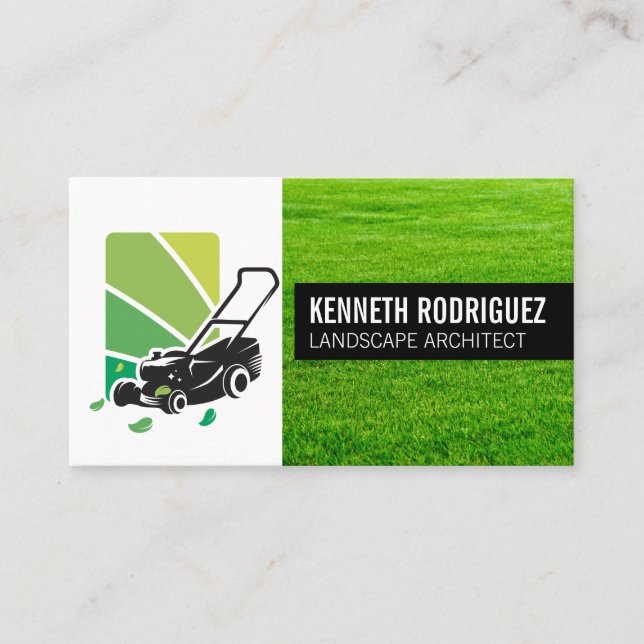 Lawn Mower Landscaping Logo | Grass Visitenkarte (Vorderseite)