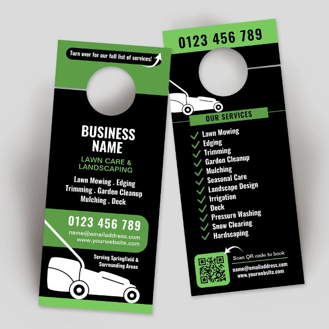Lawn Mowing & Landscaping Business Marketing Türanhänger (Lawn Mowing & Landscaping Business Marketing Door Hanger with scannable QR code)