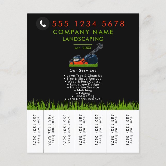 Lawn Mowing Landscaping Garden Tear Off Strips Flyer (Vorne)