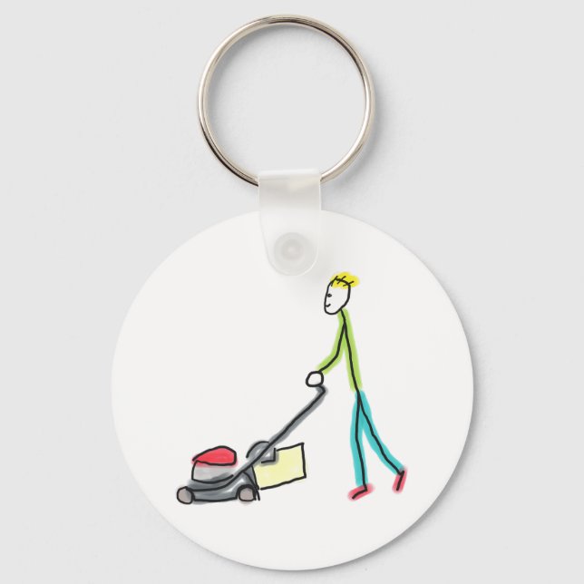 Lawn Mowing Stickman Schlüsselanhänger (Vorderseite)