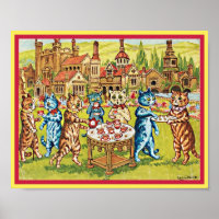 Lawn Party Cats Vintag Louis Wain Kunstkopie