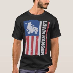 Lawn Ranger Lawnmower American Flag Gardener USA L T-Shirt