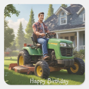 Lawnmower Man Birthday Quadratischer Aufkleber