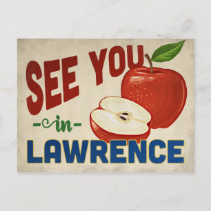 Lawrence Kansas Apple - Vintage Travel Postkarte