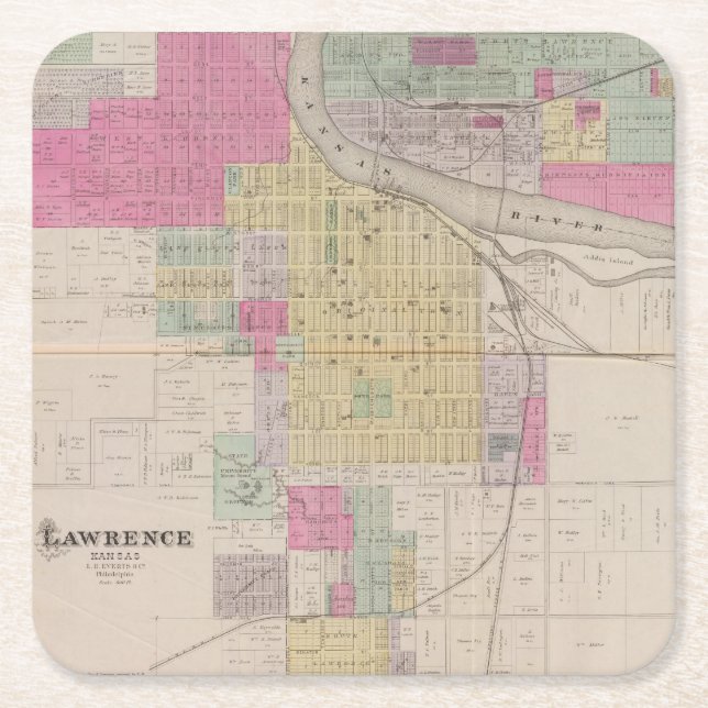 Lawrence, Kansas Rechteckiger Pappuntersetzer (Vorderseite)