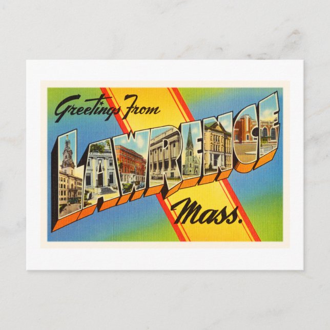 Lawrence Massachusetts MA Vintage Travel Souvenir Postkarte (Vorderseite)