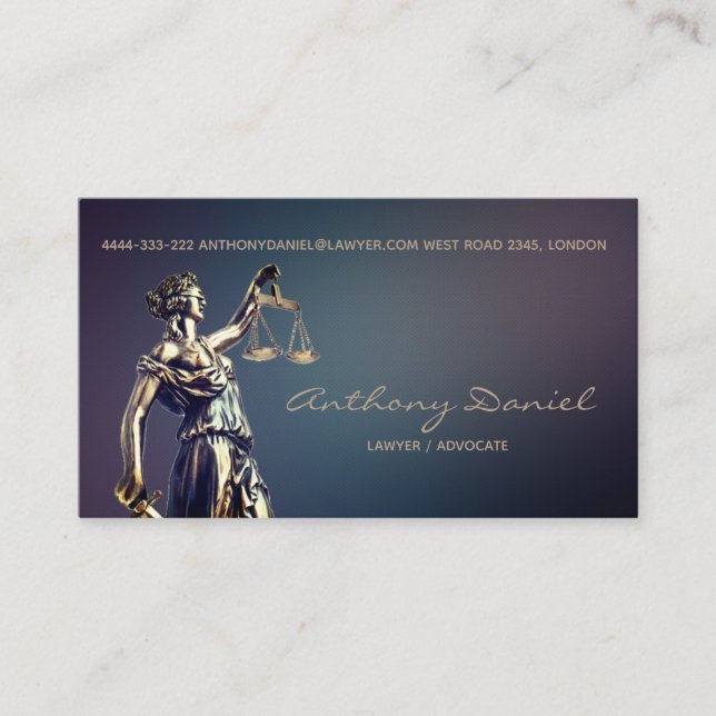 Lawyer Advocate Justice Solicitor Business Card Visitenkarte (Vorderseite)