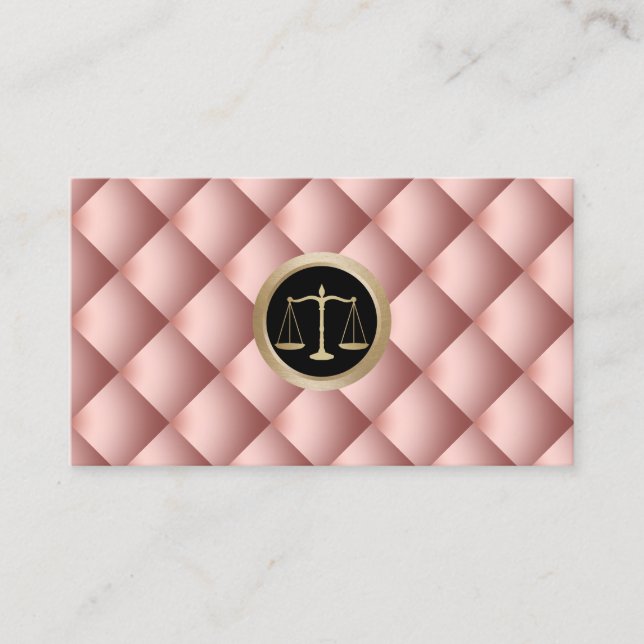 Lawyer Attorney Justice Scale Modern Rose Gold Visitenkarte (Vorderseite)