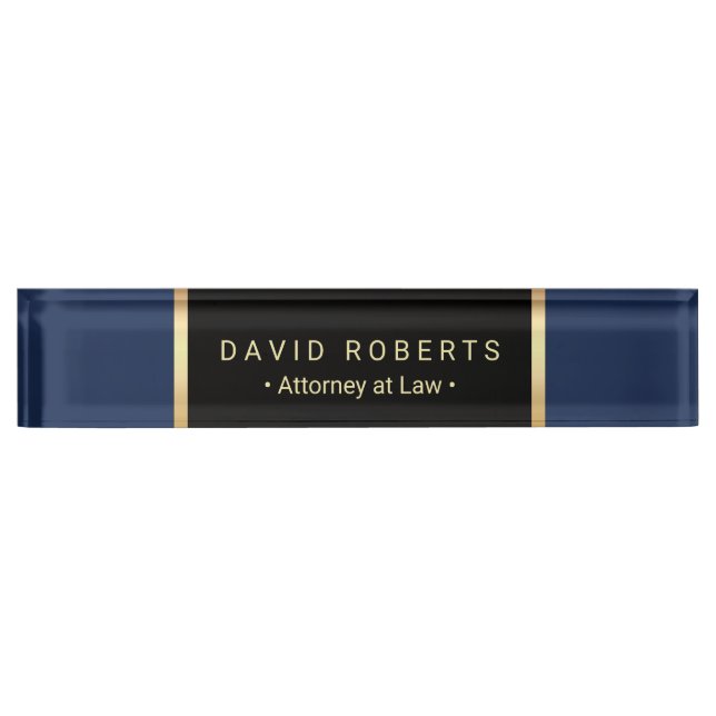 Lawyer Attorney Law Office Modern Blue & Gold Namensplakette (Vorderseite)