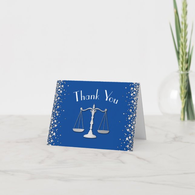 Lawyer Blue Silver Abschluss Dankeskarte (Vorderseite)