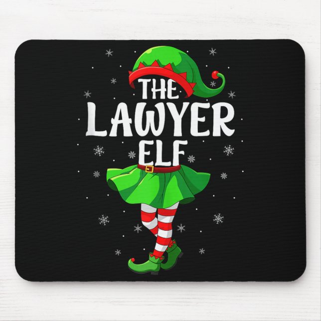 Lawyer Elf Christmas Girls Women Elf Squad Xmas Fa Mousepad (Vorne)