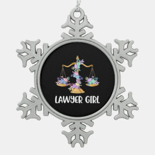 Lawyer Girl Schneeflocken Zinn-Ornament