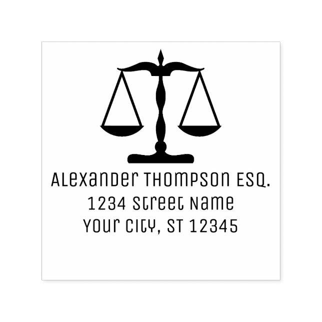 Lawyer Scales of Justice Law Legal #3 Name Address Permastempel (Design)