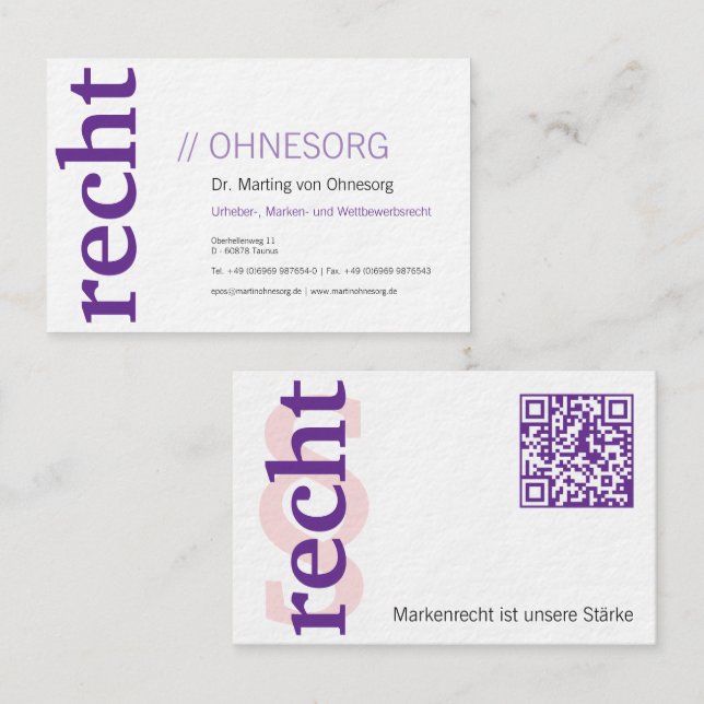 Lawyer With § Business Card Visitenkarte (Vorne/Hinten)