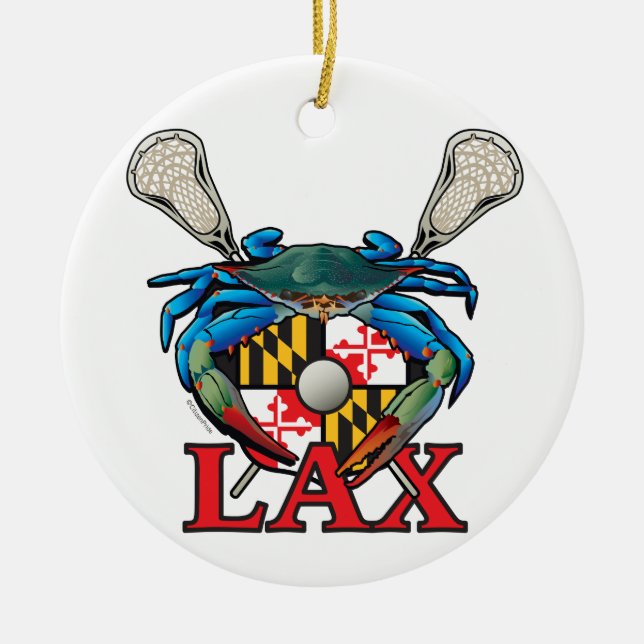 Lax blaue Krabben-Wappen Marylands Keramik Ornament (Vorne)