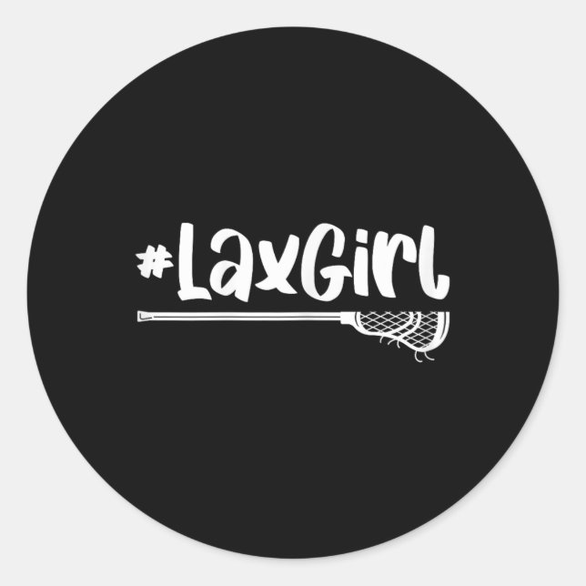 Lax Girl Lacrosse Player Stick Team Ball Sport Gam Runder Aufkleber (Vorderseite)