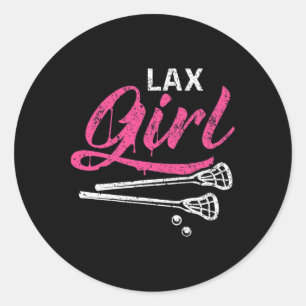 Lax Girl Lacrosse Stick Lacrosse Player Runder Aufkleber