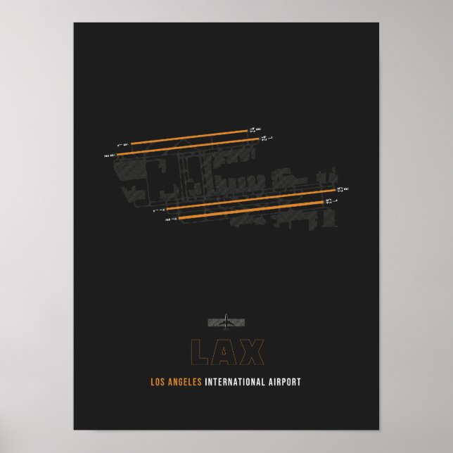LAX - Los Angeles Airport Runway Diagramm Poster (Vorne)