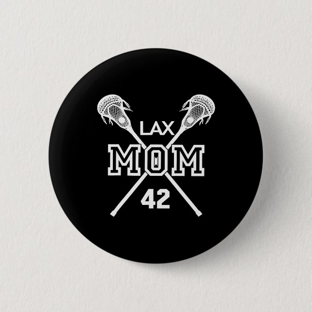 Lax Mama #42 Lacrosse Mama Player Nummer 42 Mutter Button (Vorderseite)