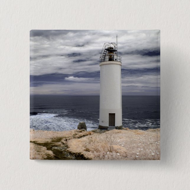 Laxe-Leuchtturm | Galizien, Spanien Button (Vorderseite)