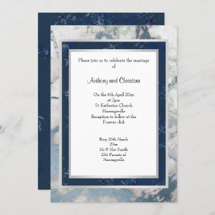 LAYER NAVY BLAUE SILVER MARBLE WEDD EINLADUNG