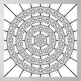 Layered Arc Motif Circular Mandala Coloring Art Poster
