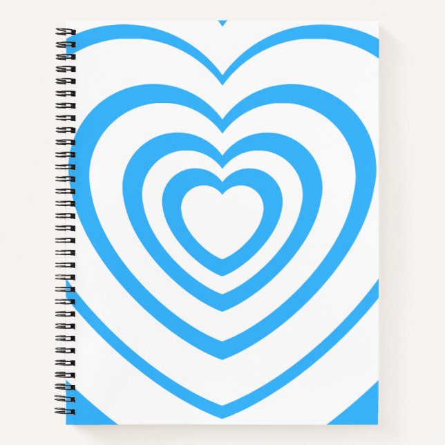Layered Blue & White Heart Ästhetik Notizbuch (Vorderseite)