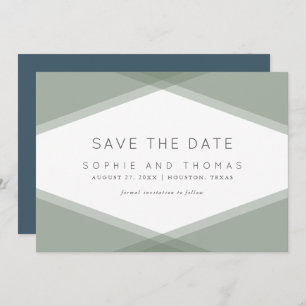 Layered Geometric & Blue Slate Save the Date Einladung