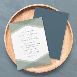 Layered Geometric & Blue Slate Wedding Einladung