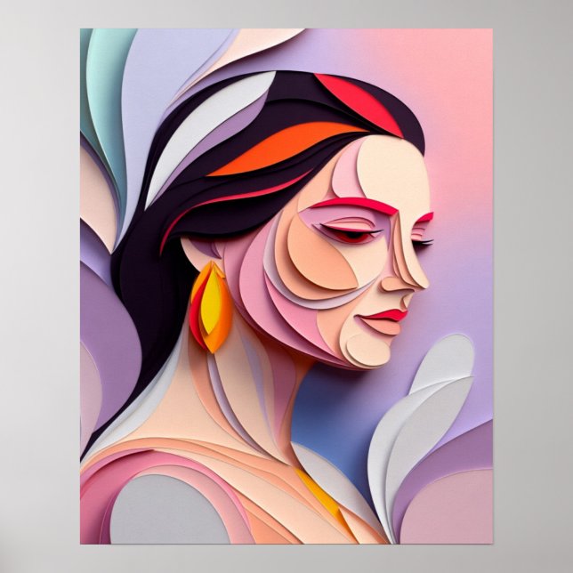 Layered Grace Abstract Feminine Portrait Poster (Vorne)