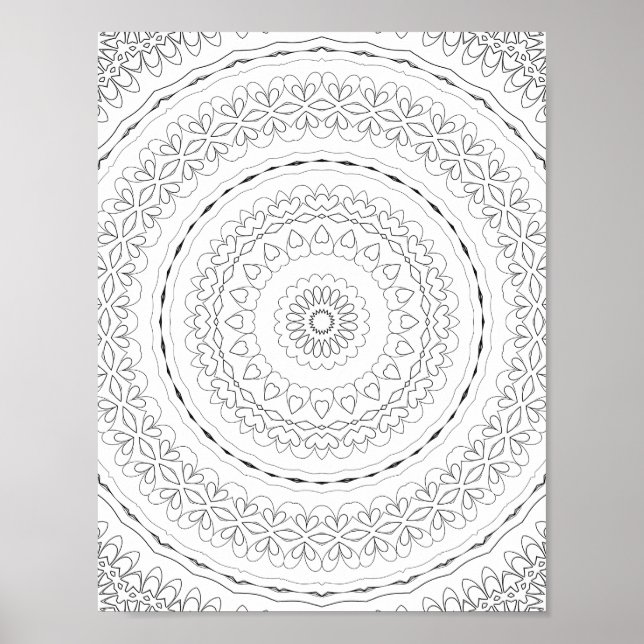 Layered Heart Rings Coloring Page Pattern Design Poster (Vorne)