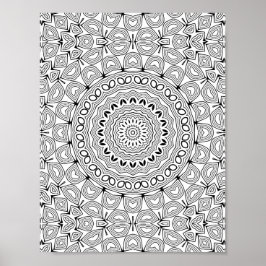 Layered Heartburst Coloring Page Pattern Artwork Poster