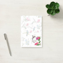 Layered Hummingbird Pink Garden Lrg Post-it Notes