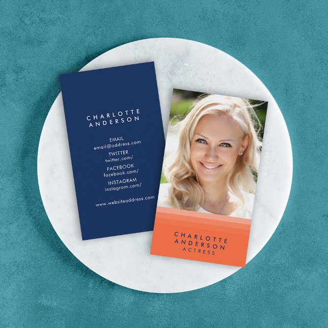 Layered Orange und Blue Social Media Foto Visitenkarte (Von Creator hochgeladen)