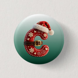 Layered Pastel Gold Trim Letter C Button