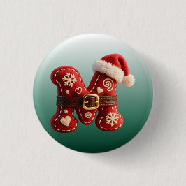 Layered Pastel Gold Trim Letter M Button