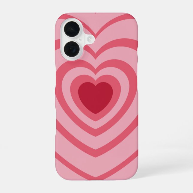 Layered Pink Heart Ästhetik iPhone 16 Hülle (Rückseite)