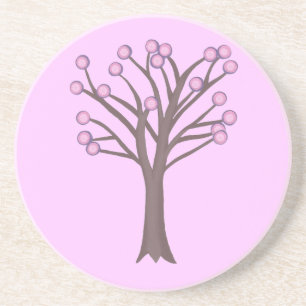 Layered Pink Lila Polka Dots Tree Pink Untersetzer
