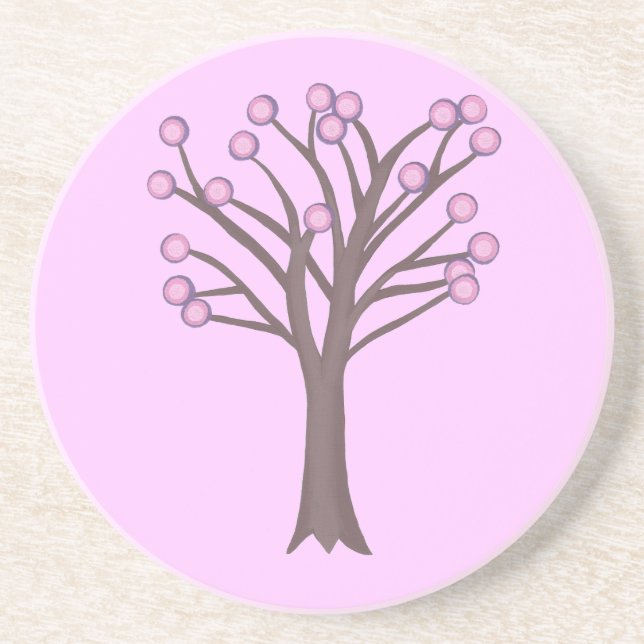 Layered Pink Lila Polka Dots Tree Pink Untersetzer (Vorne)