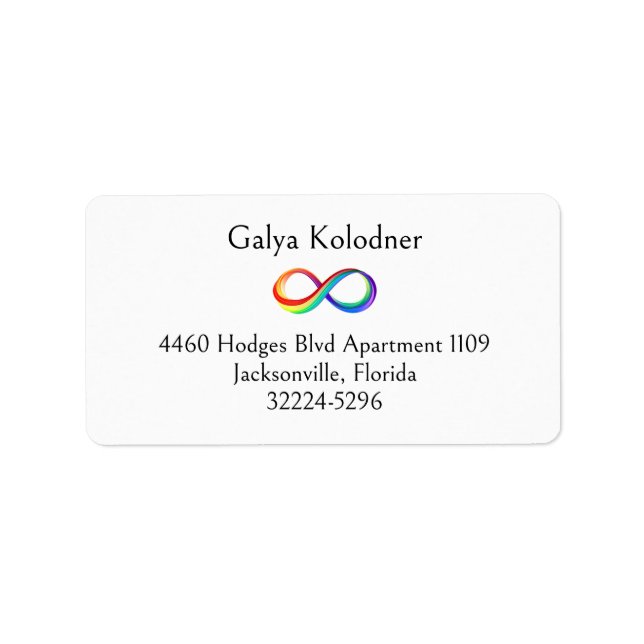 Layered Rainbow Infinity Symbol Adressaufkleber (Vorne)