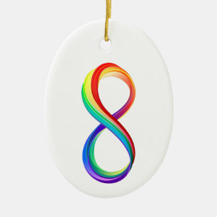 Layered Rainbow Infinity Symbol Keramik Ornament