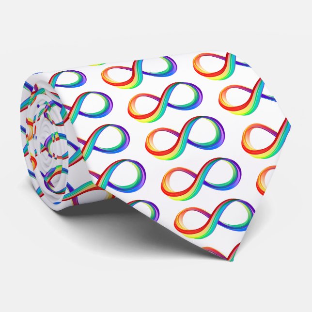 Layered Rainbow Infinity Symbol Krawatte (Gerollt)