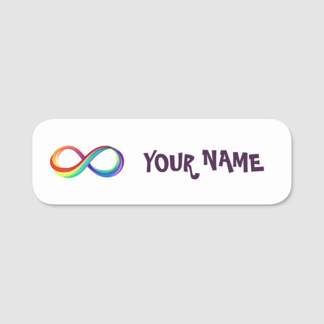 Layered Rainbow Infinity Symbol Namensschild (Vorderseite)