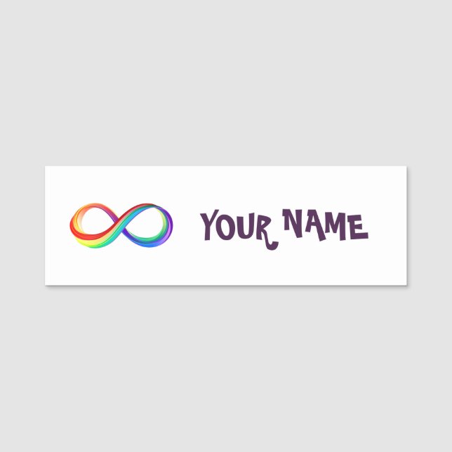 Layered Rainbow Infinity Symbol Namensschild (Vorderseite)