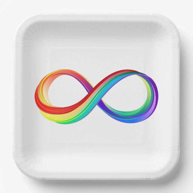 Layered Rainbow Infinity Symbol Pappteller (Vorderseite)