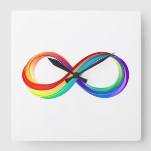 Layered Rainbow Infinity Symbol Quadratische Wanduhr