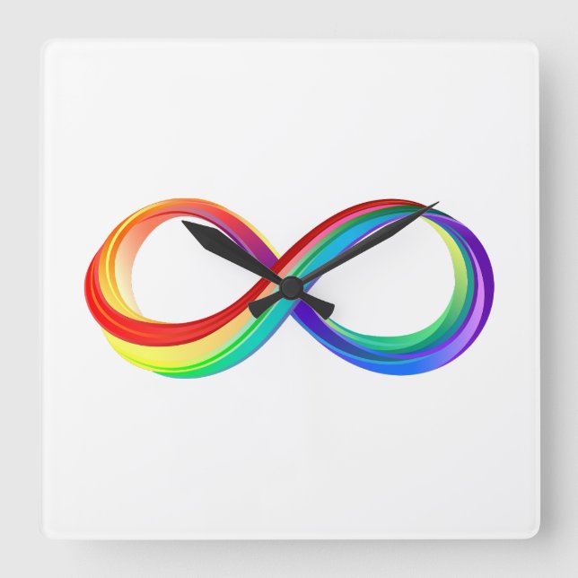 Layered Rainbow Infinity Symbol Quadratische Wanduhr (Vorderseite)