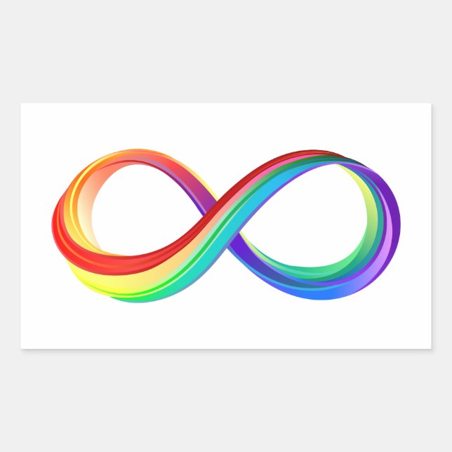 Layered Rainbow Infinity Symbol Rechteckiger Aufkleber (Vorderseite)