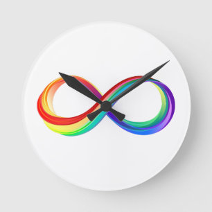 Layered Rainbow Infinity Symbol Runde Wanduhr